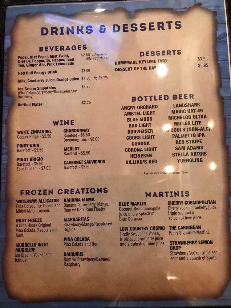 Menu at Inlet Crab House & Raw Bar, Murrells Inlet