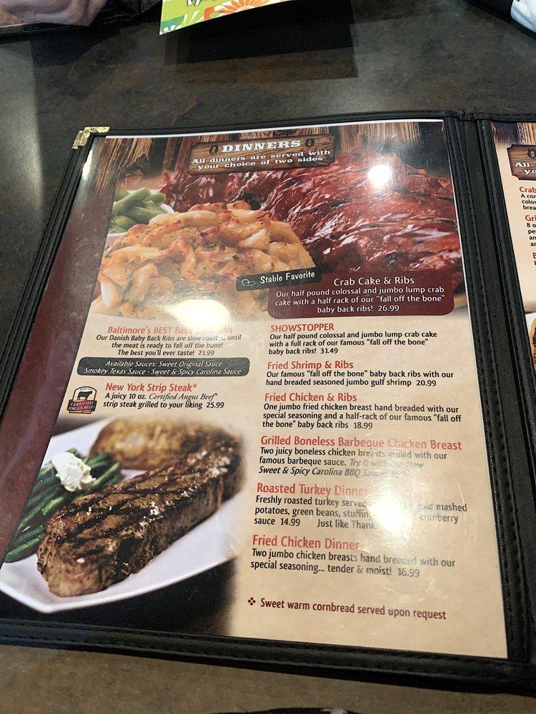 Menu at The Corner Stable BBQ, Columbia