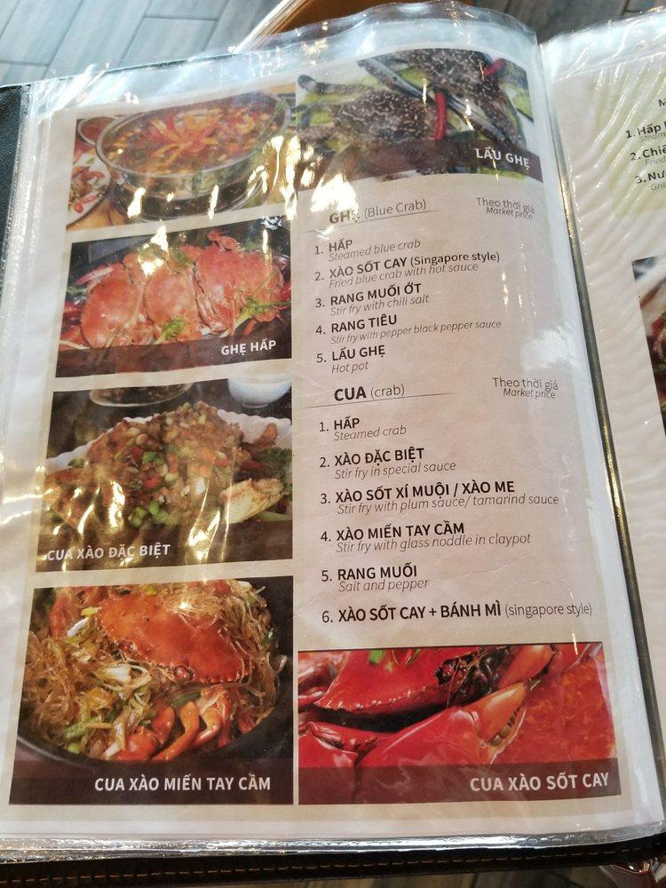 Menu at Tràm Chim Live King Crab restaurant, Westminster, Beach Blvd A