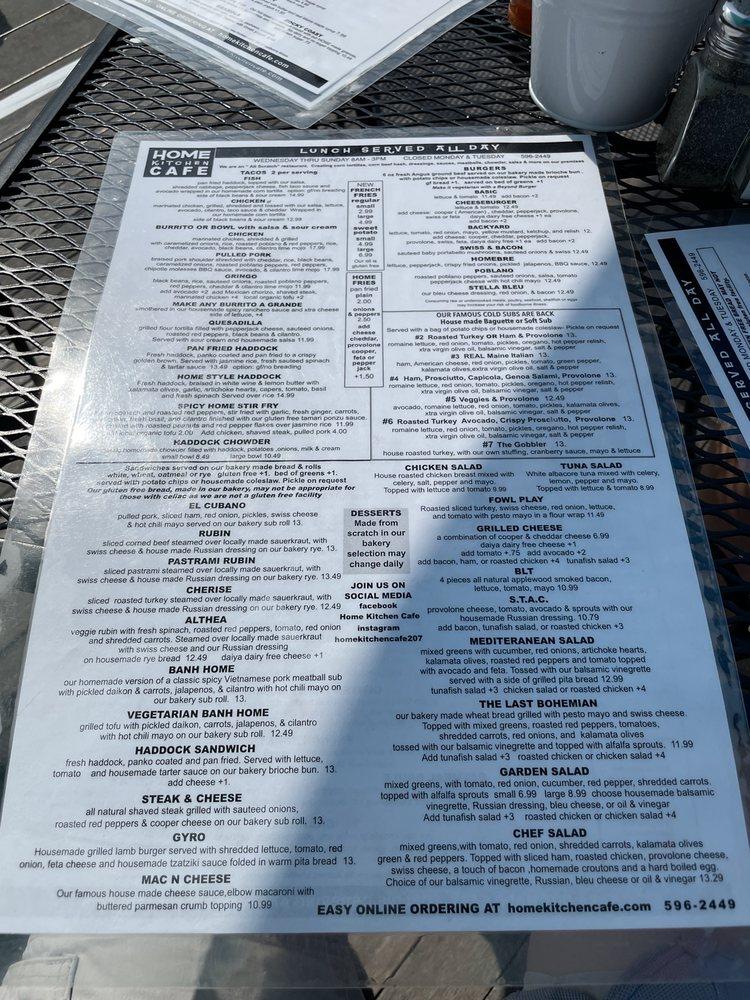 Menu at Home Kitchen Cafe, Rockland
