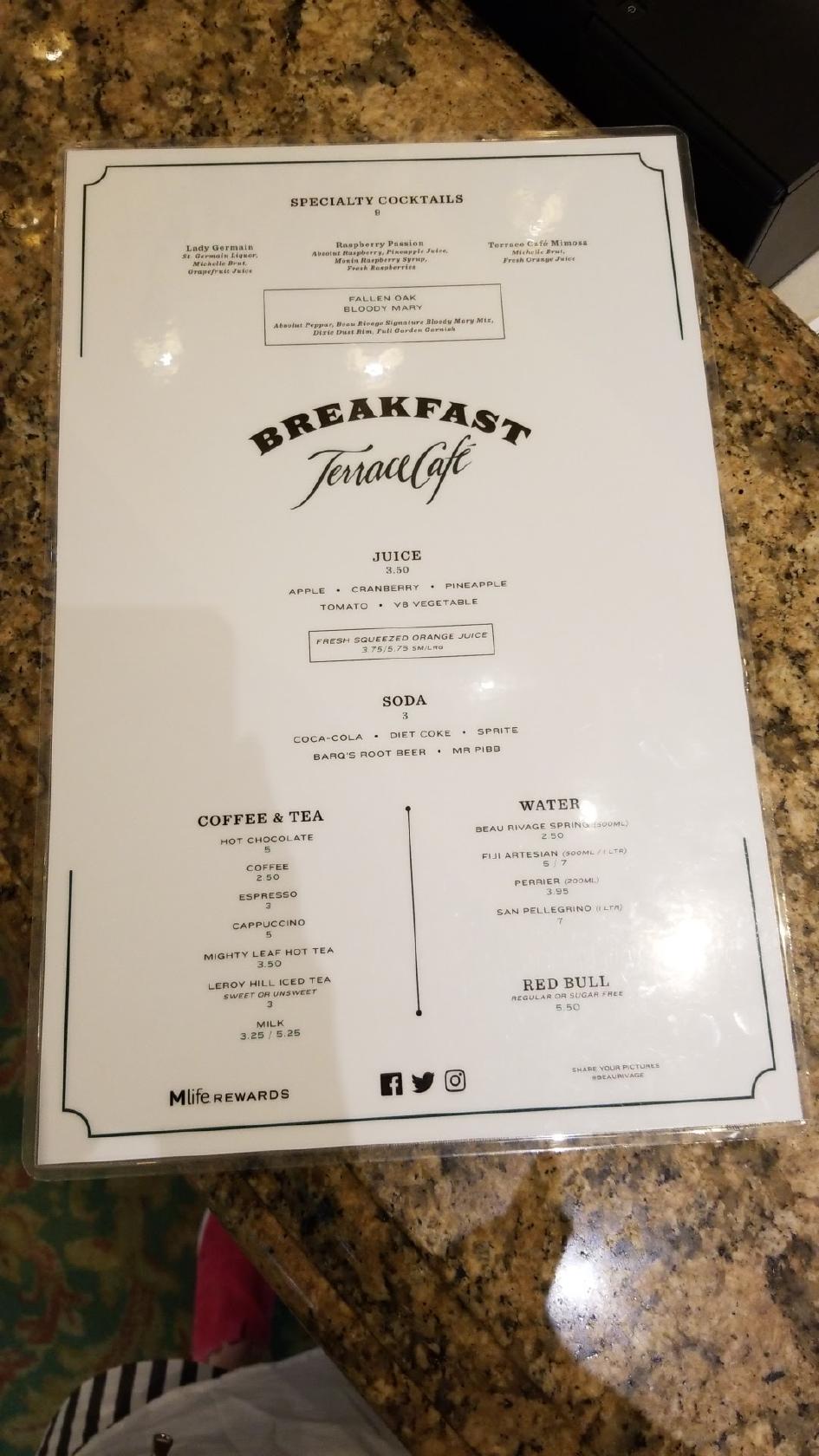 Menu at Salt & Ivy, A Coastal Kitchen restaurant, Biloxi, Beau Rivage