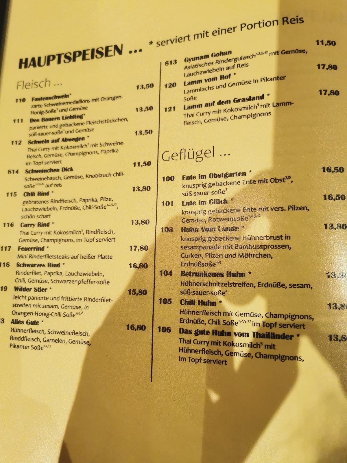 Speisekarte von Chilli House restaurant, Essen