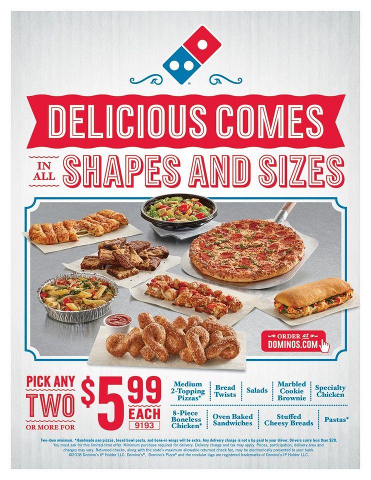 Menu at Domino's Pizza pizzeria, Snyder