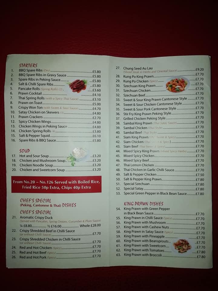 Menu at Mr Rice fast food, Inverness