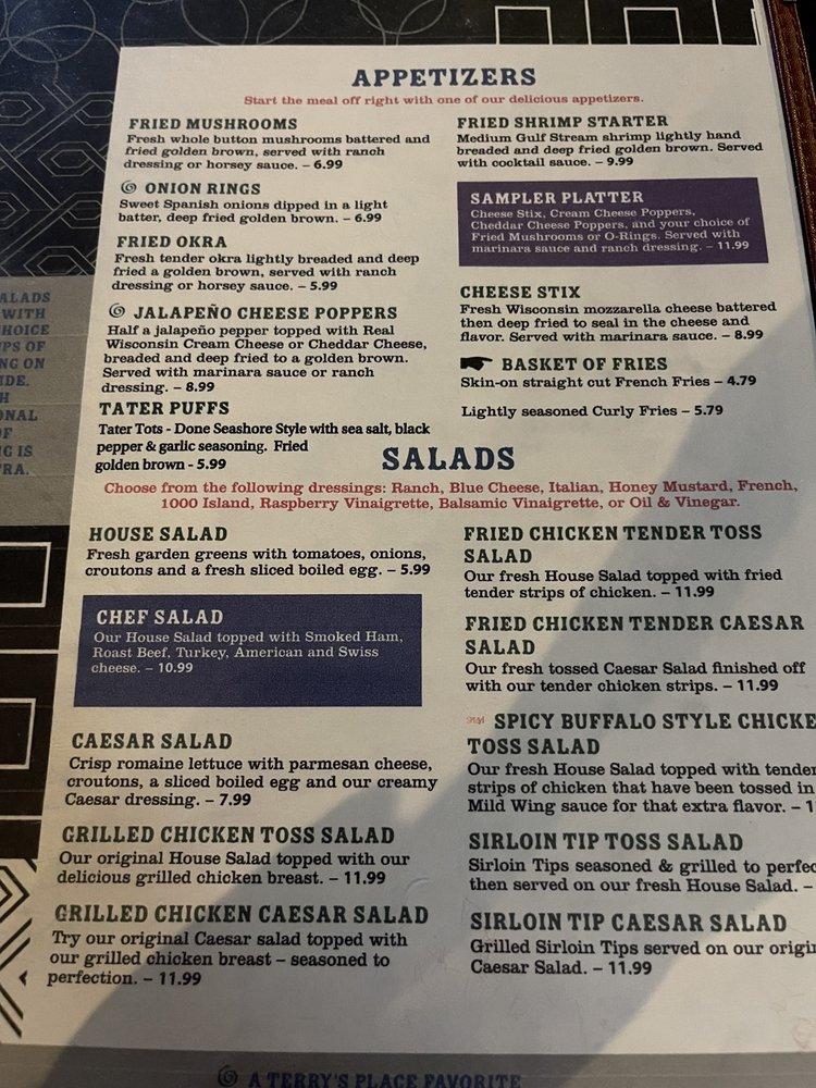 Menu at Terry's Place pub & bar, Ocala