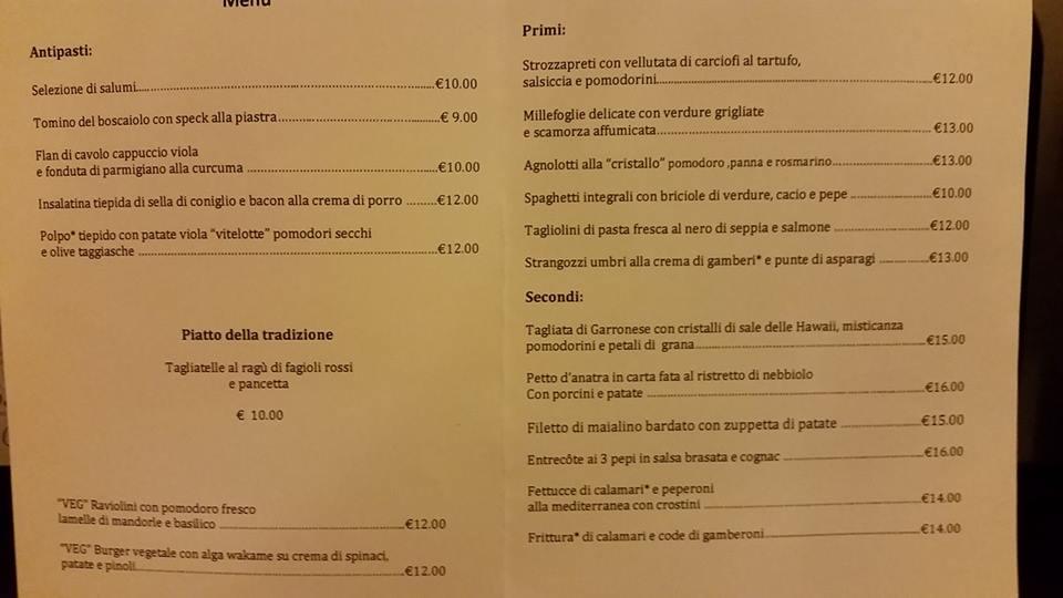 Menu di Va Pensiero 