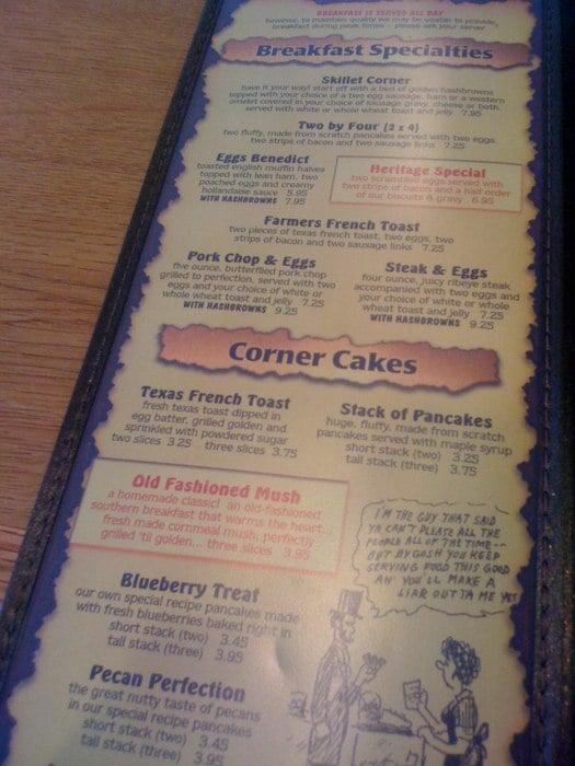 Menu at Busy Corner restaurant, Goodfield