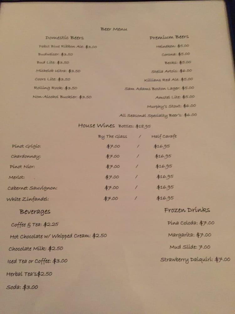 Menu at Inn Between steakhouse, Margaretville