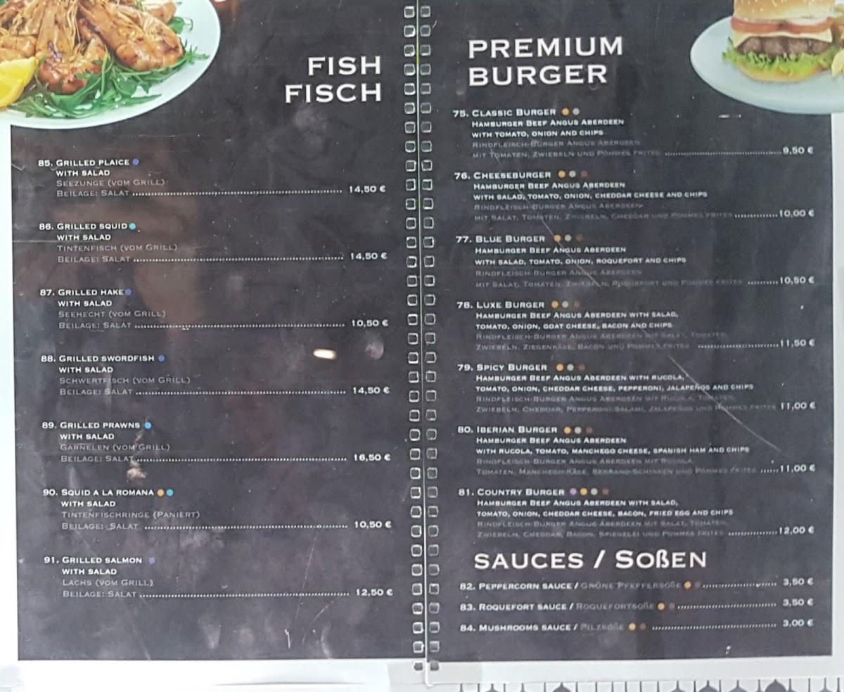 Menu at Steak House Pizzeria Venecia, Cales de Mallorca