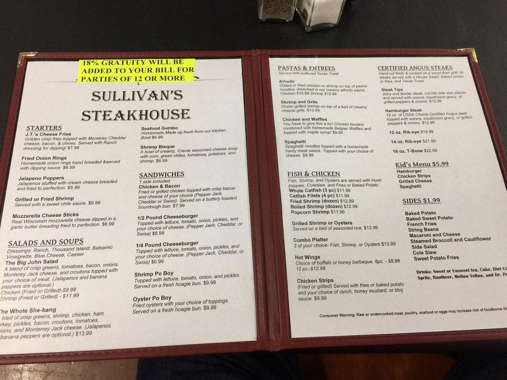 Menu at Sullivan's Steak House steakhouse, Chatom