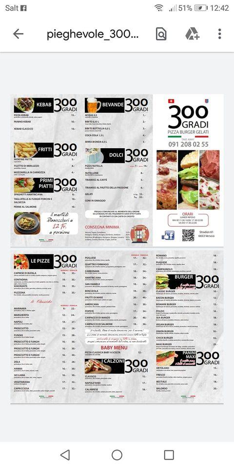 Menu di 300gradi Pizza & Burger 