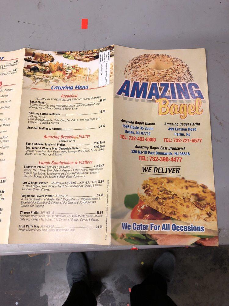 Menu at Amazing Bagel restaurant, East Brunswick