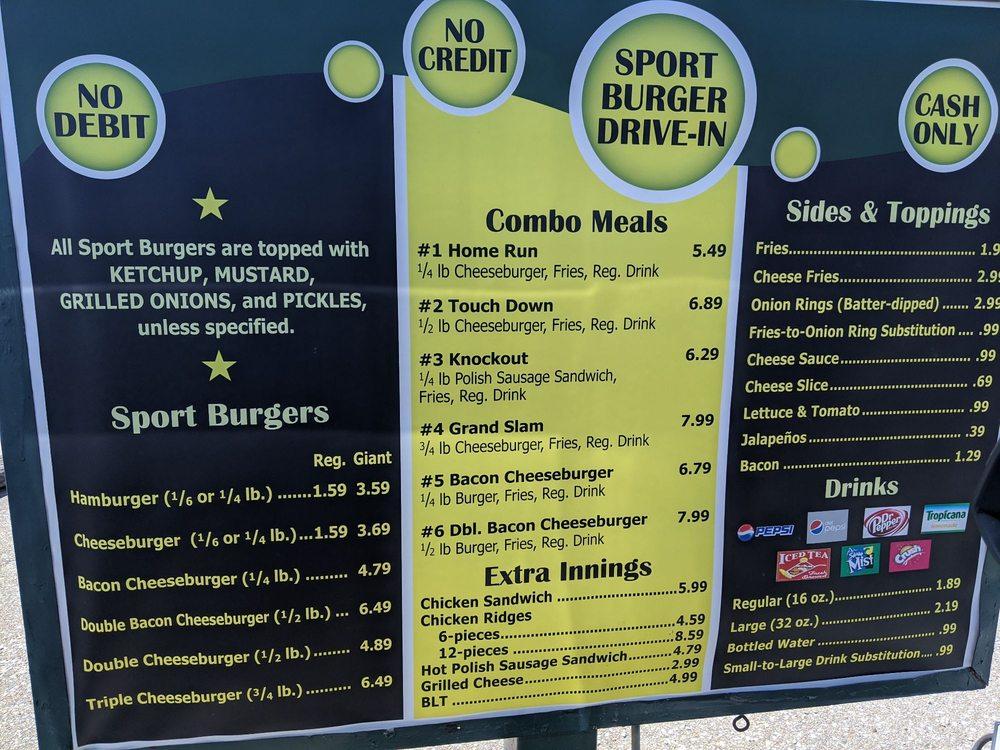 Menu at Sport Burger restaurant, Wichita, 134 N Hillside St