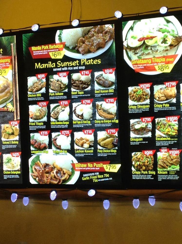 Menu at Manila Sunset Grille restaurant, Rancho Cucamonga