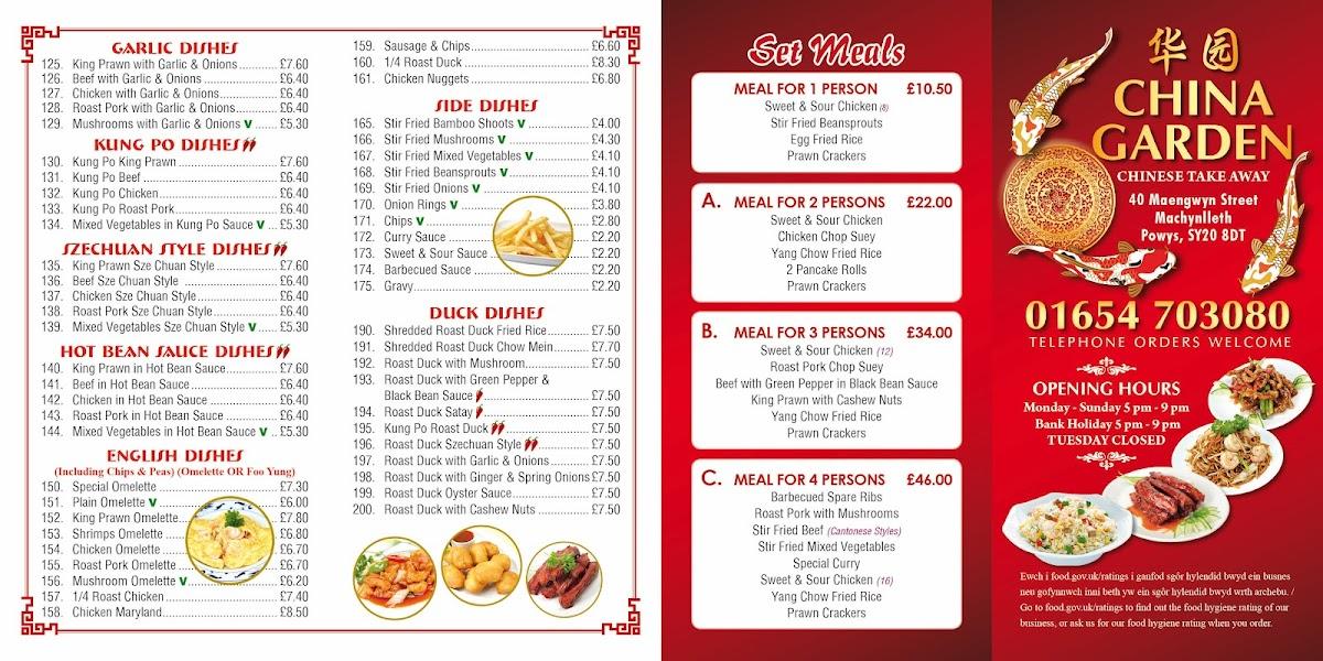 Menu at China Garden Take Away fast food, Machynlleth