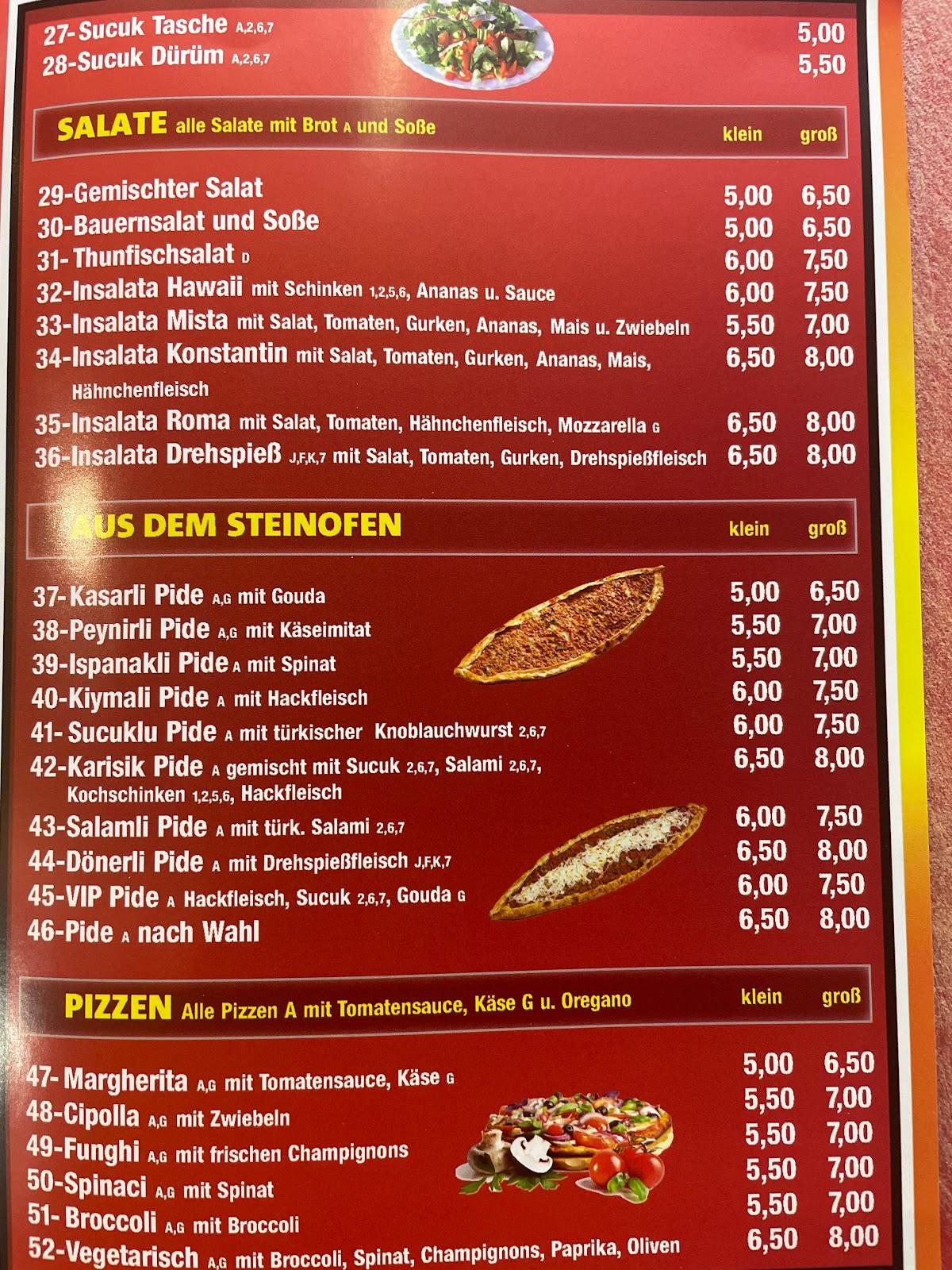 Speisekarte von VIP Döner Pizzeria, Duisburg