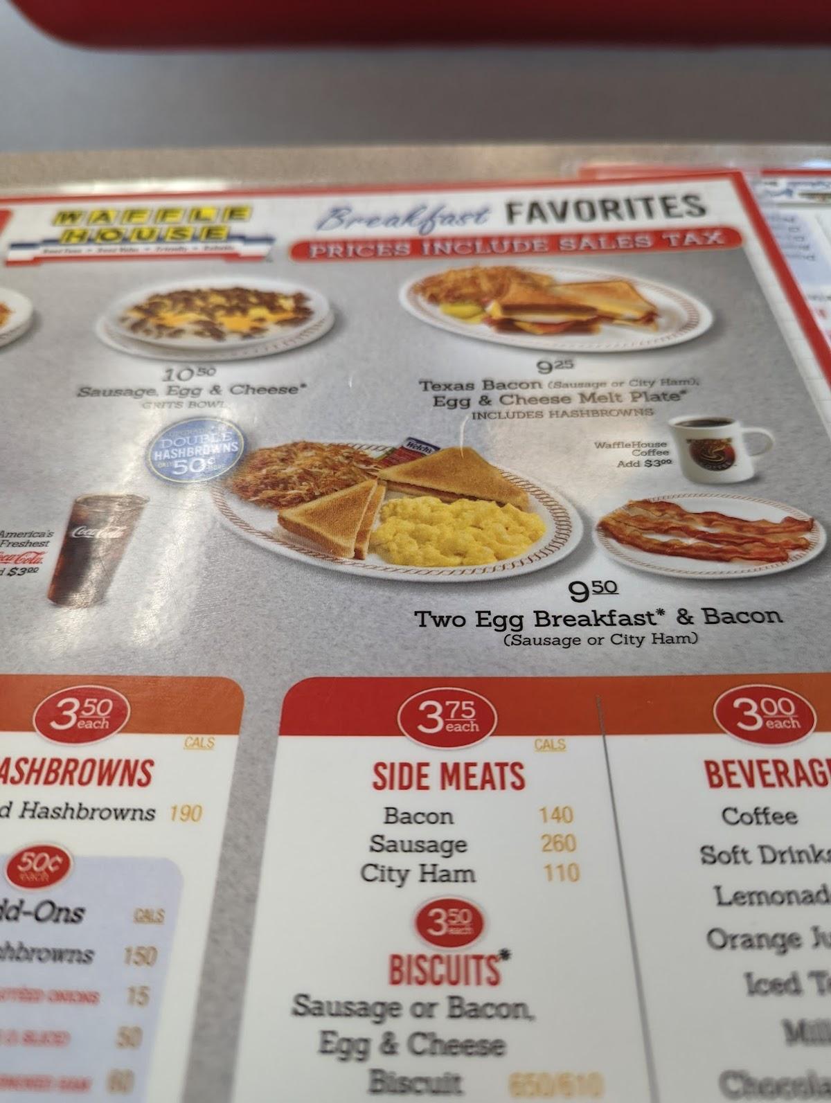 Menu at Waffle House restaurant, Tucson, 709 W Starr Pass Blvd
