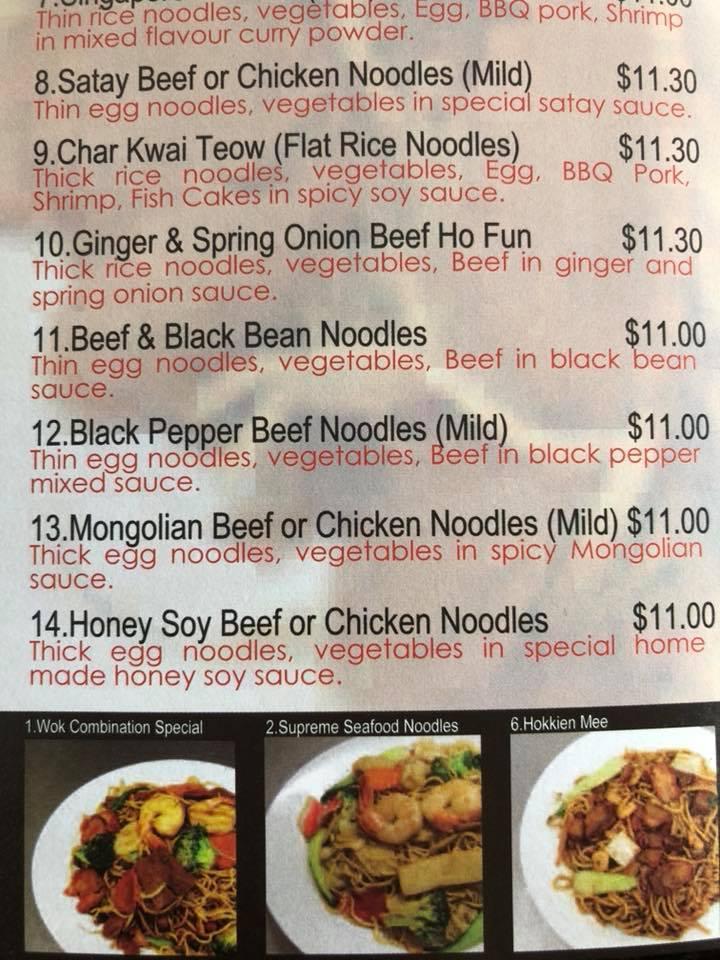Menu at Asian Wok Noodle & Sushi Bar, Drysdale
