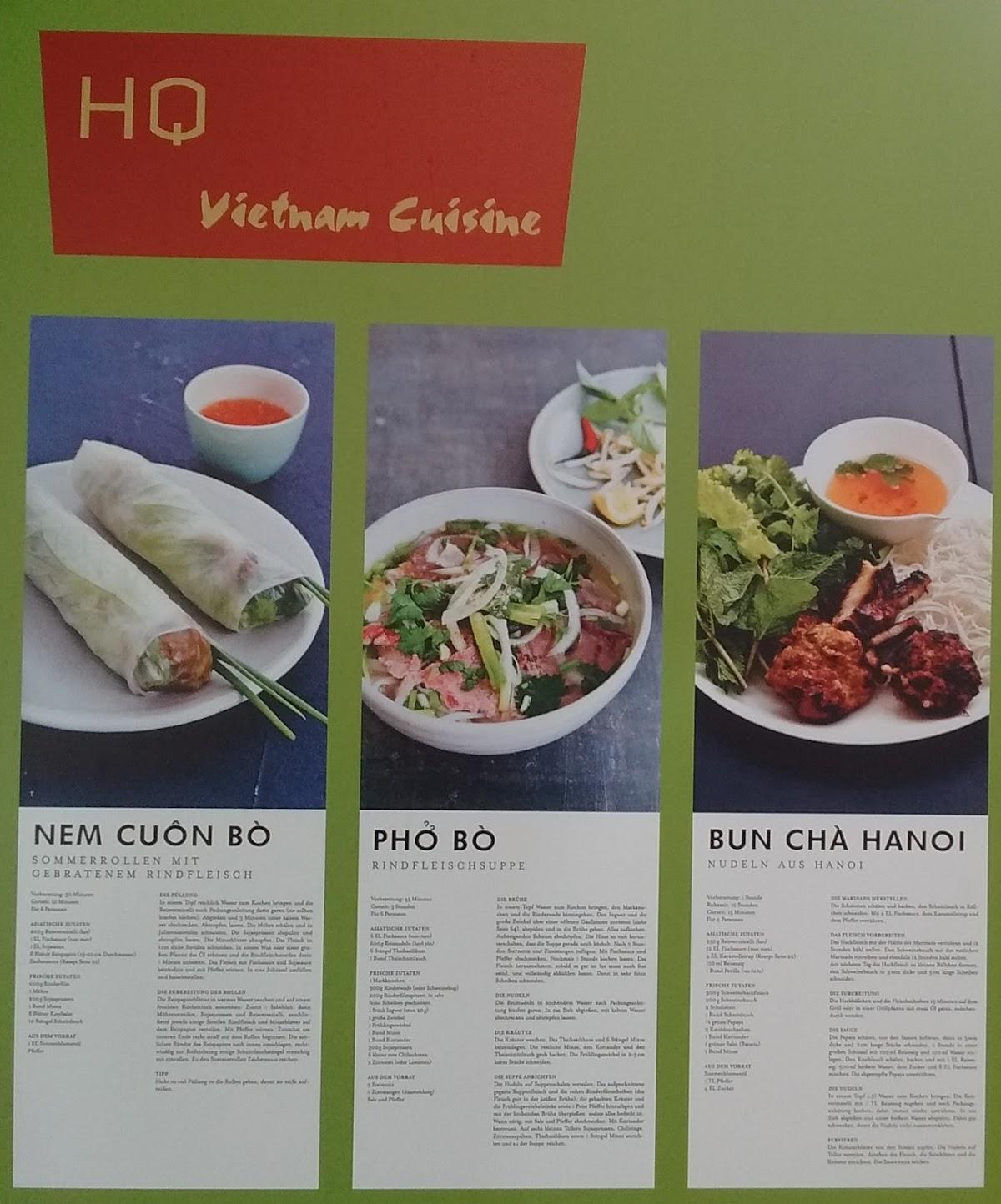 Speisekarte von HQ Rosenheim Vietnam Cuisine restaurant, Rosenheim