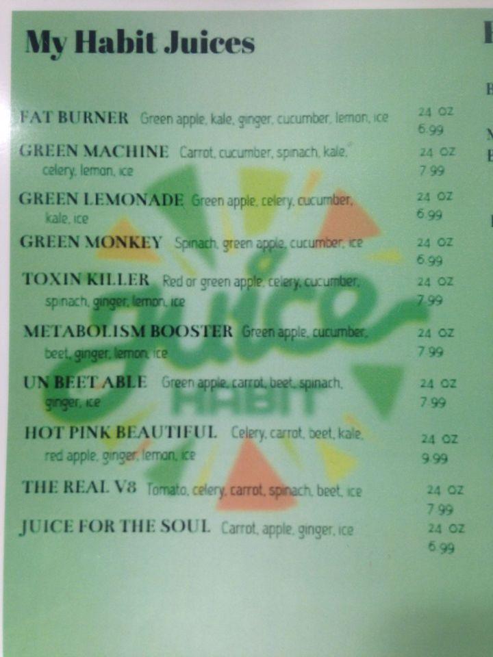 Menu at Juice Habit pub & bar, Largo