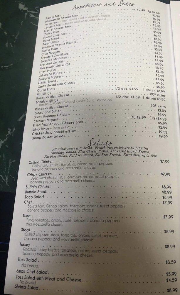Menu at Pizza Town Pizzeria, Thompsontown