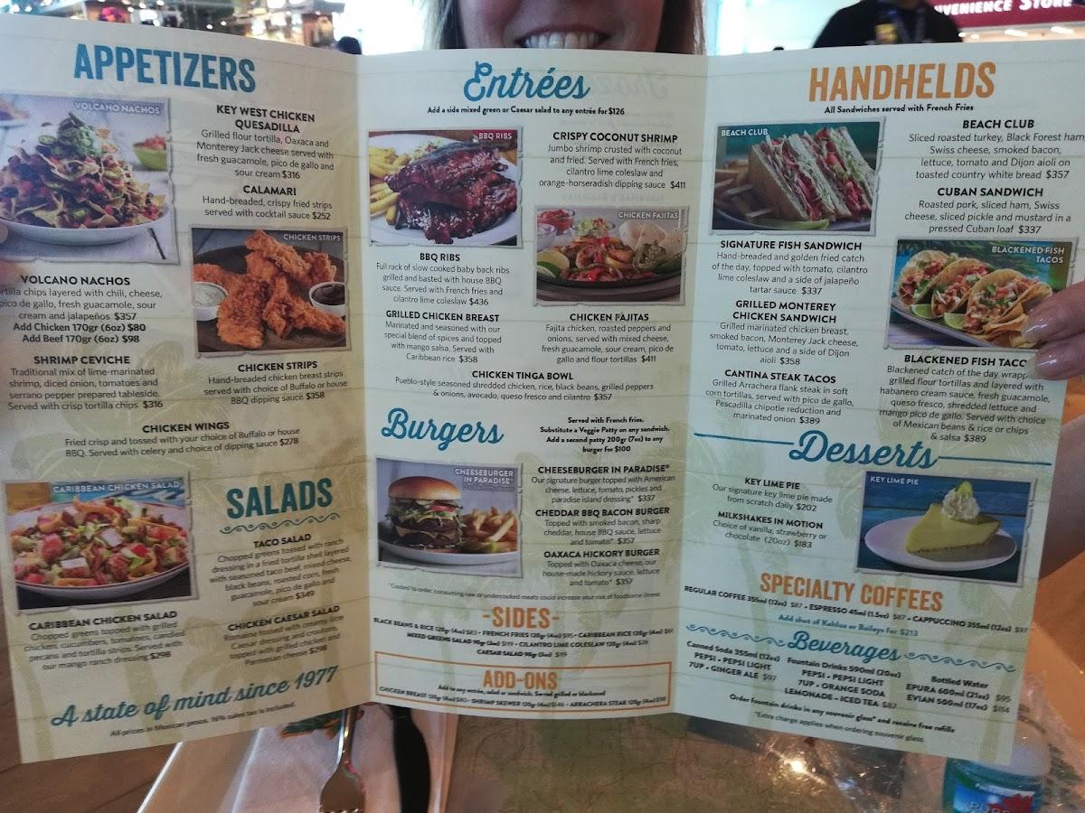 Menu at Air Margaritaville Cancun pub & bar, Cancún, 222 Cancun Airport