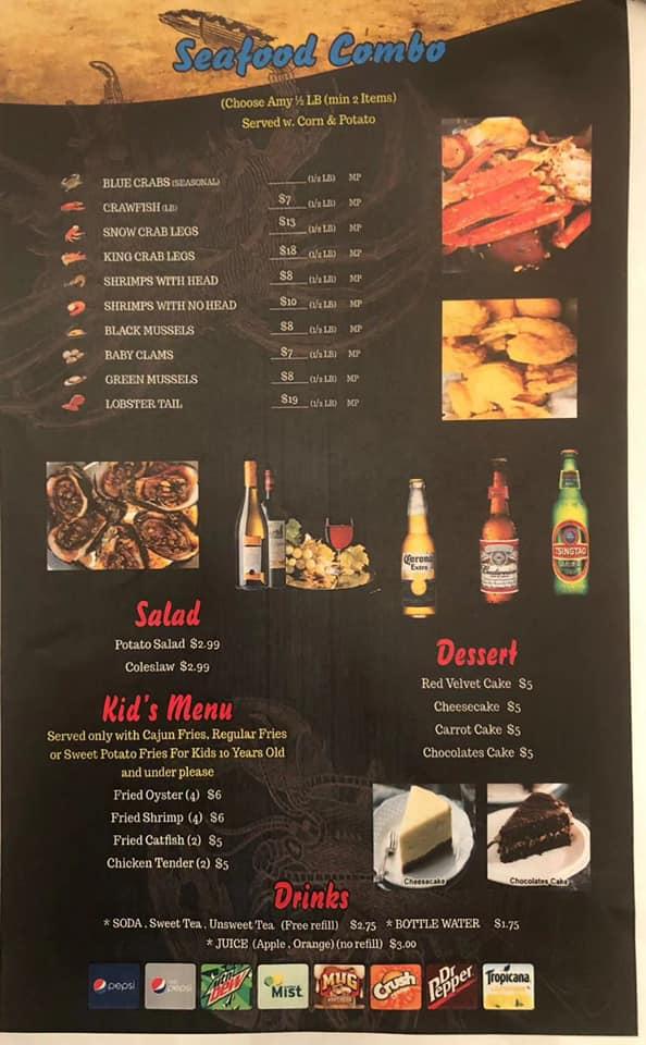 Menu at Tasty Crab House restaurant, Dover