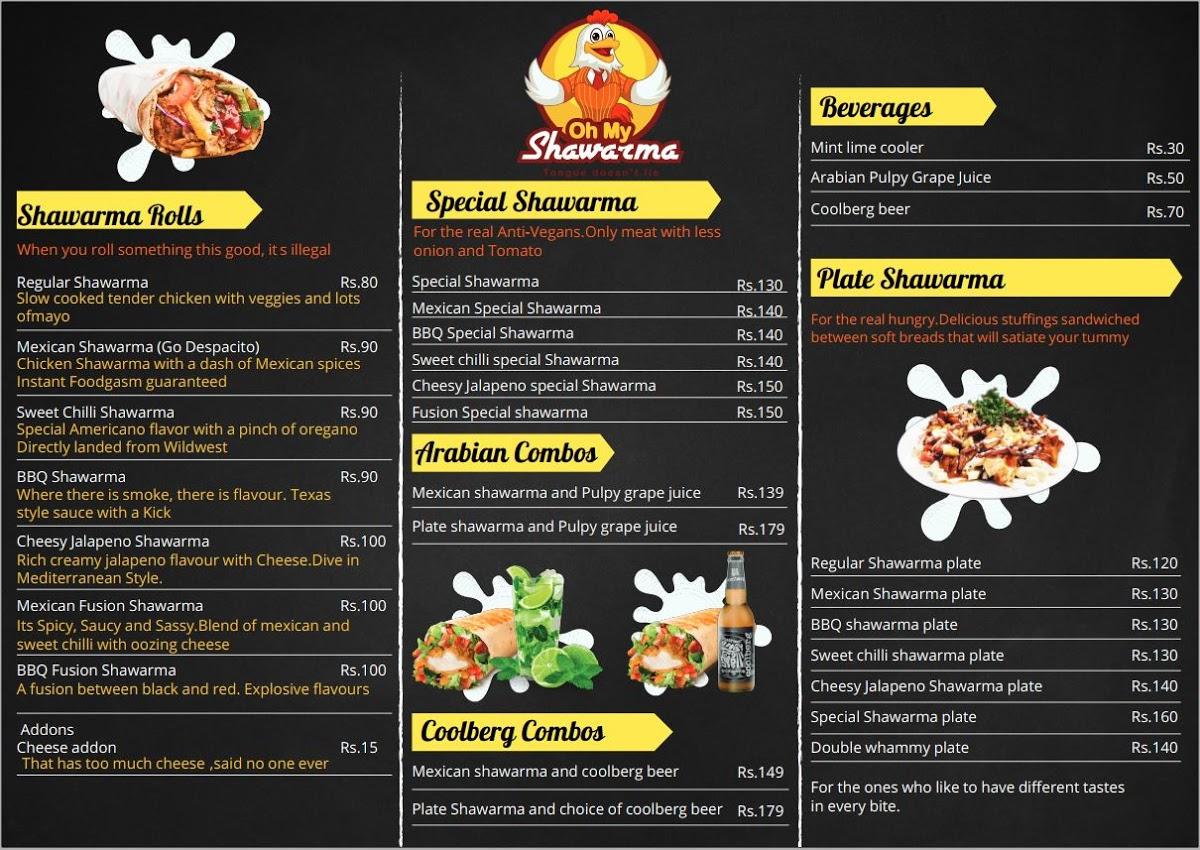 Menu at Oh My Shawarma OMR, Chennai