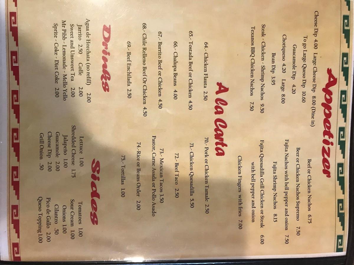 Menu at Señor Chef restaurant, Locust Fork