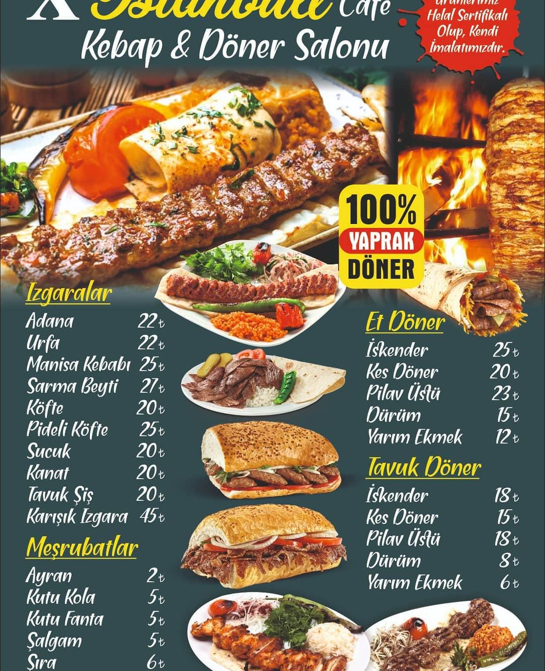 Menu At Xistanbull Cafe Kebap Ve D Ner Salonu Karacabey