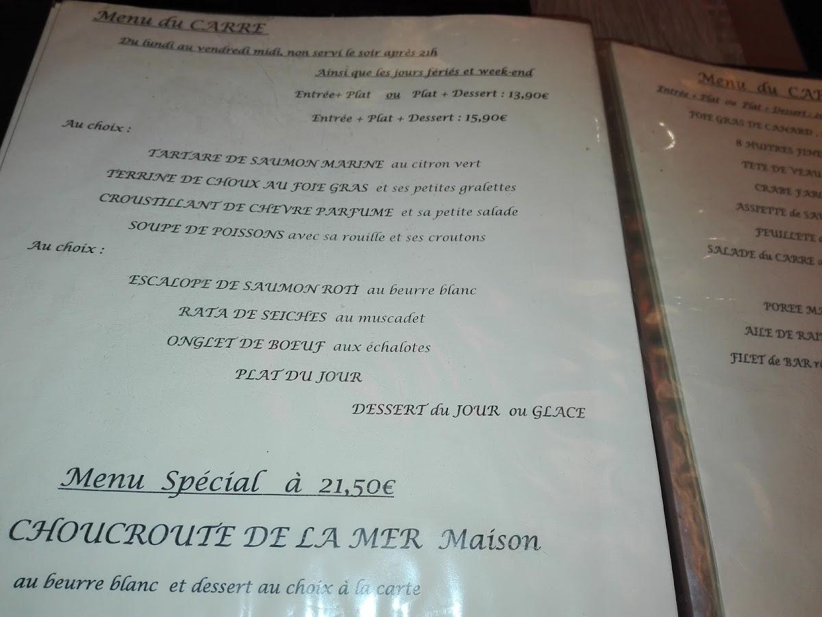 Menu au Le Carré restaurant, Les Sables-d'Olonne