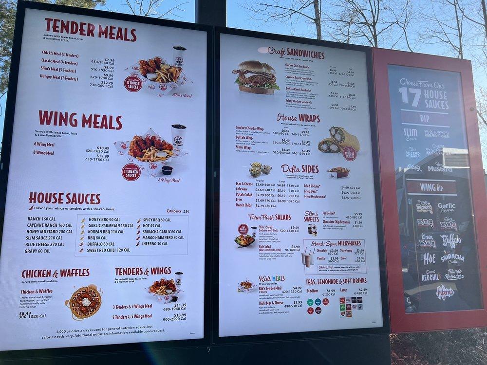 Menu at Slim Chickens fast food, Charlotte