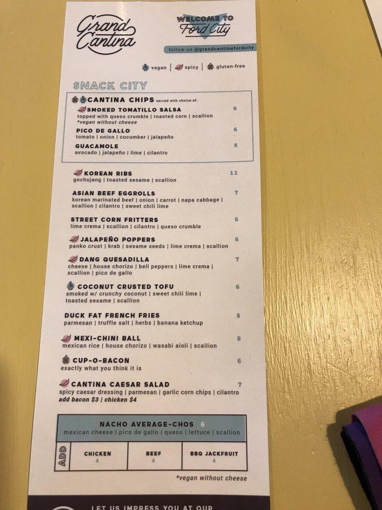 Menu at The Grand Cantina restaurant, Windsor