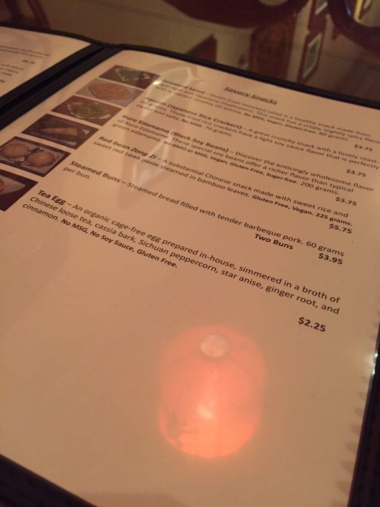 Menu at Seven Cups restaurant, Tucson