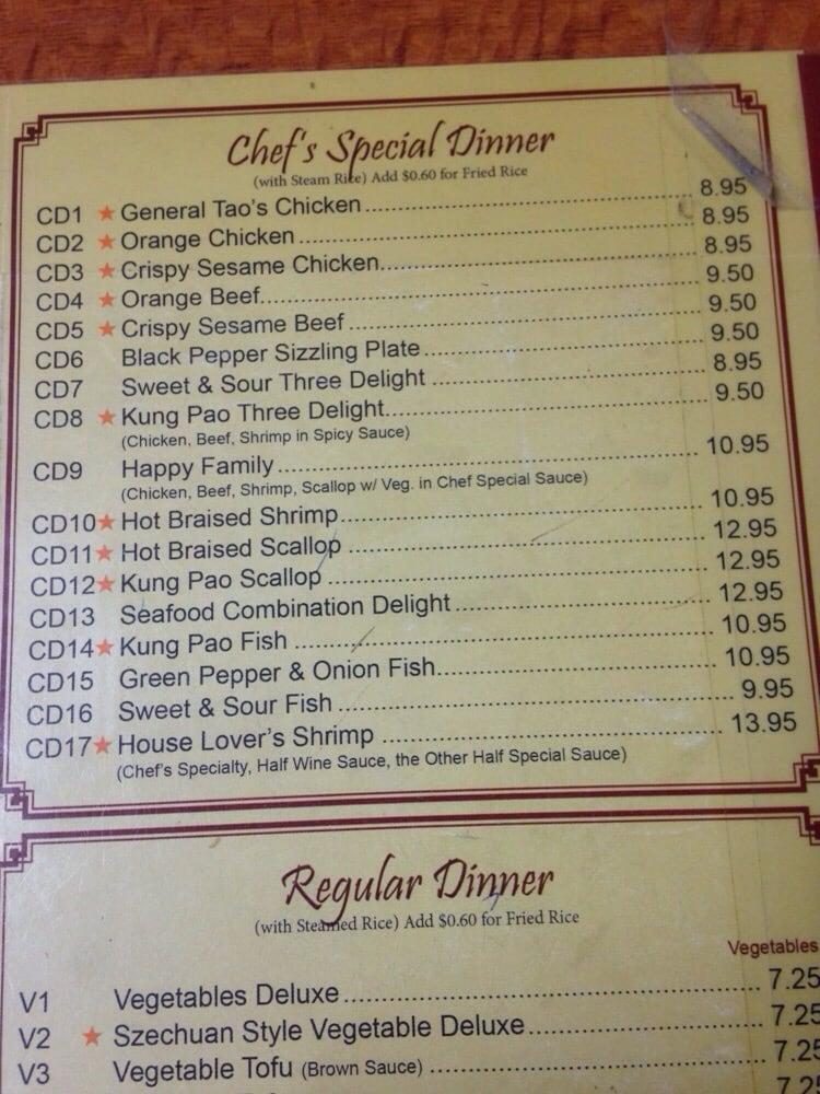 Menu at Chef Peng Chinese Restaurant, Garrett