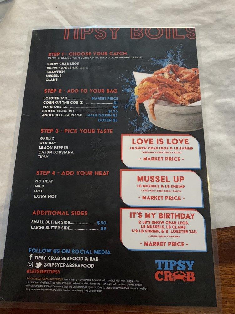 Menu at Tipsy Crab Seafood & Bar, Richmond