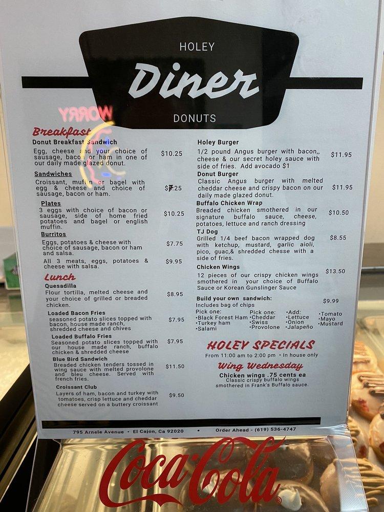 Menu at Holey Donuts restaurant, El Cajon
