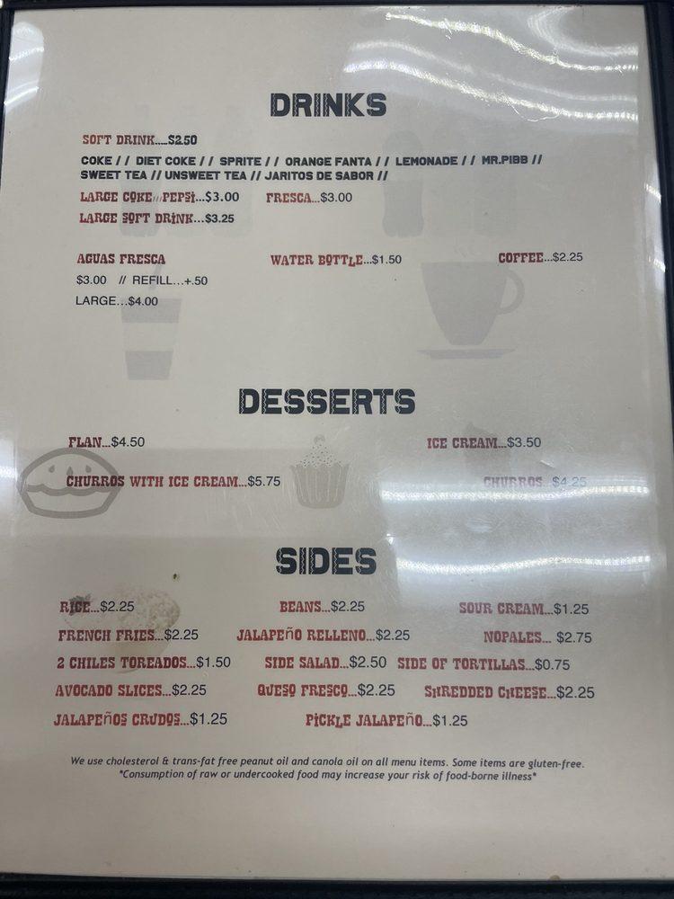 Menu at Don Machete Mexican Restaurant, Hardeeville