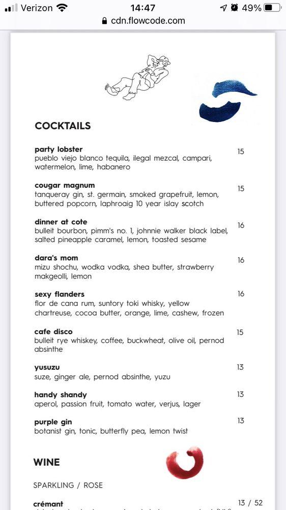 Menu at Mister Paradise pub & bar, New York City