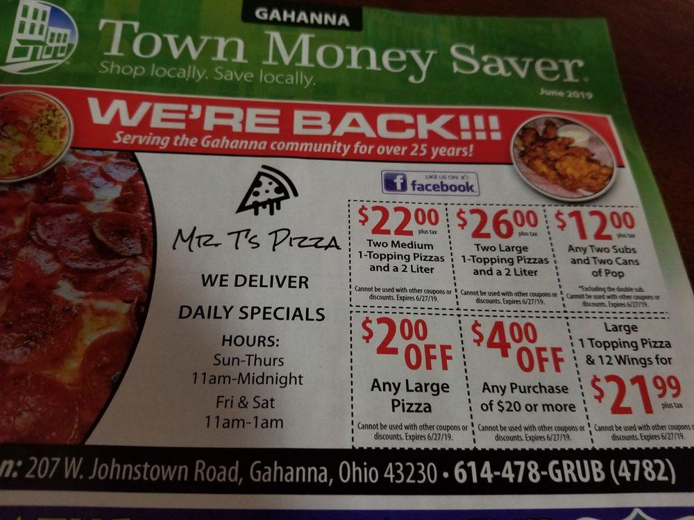 Menu at Mr. T's Pizza pizzeria, Gahanna