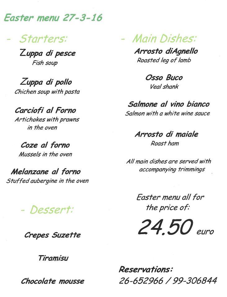 Menu at Casa Luna Italian Restaurant, Tala