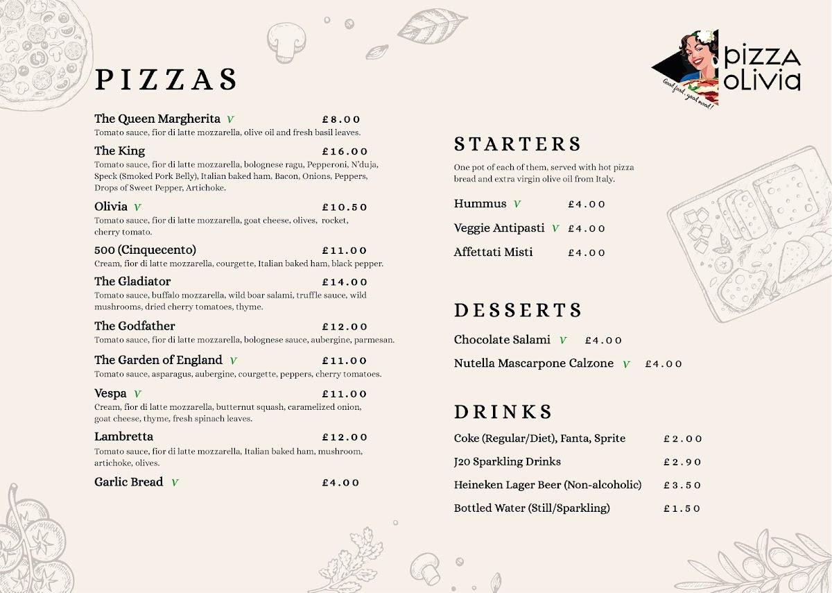 Menu At Pizza Olivia Restaurant Tonbridge   R332 Pizza Olivia Menu 