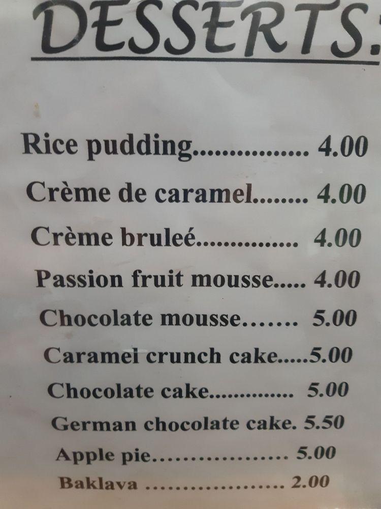 Menu at Cedars of Lebanon restaurant, Greenbelt