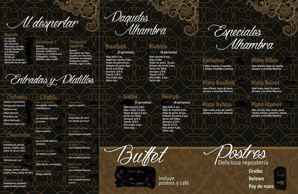 Menu at Restaurante Bar la Alhambra, Torreón, Blvrd Independencia 1798