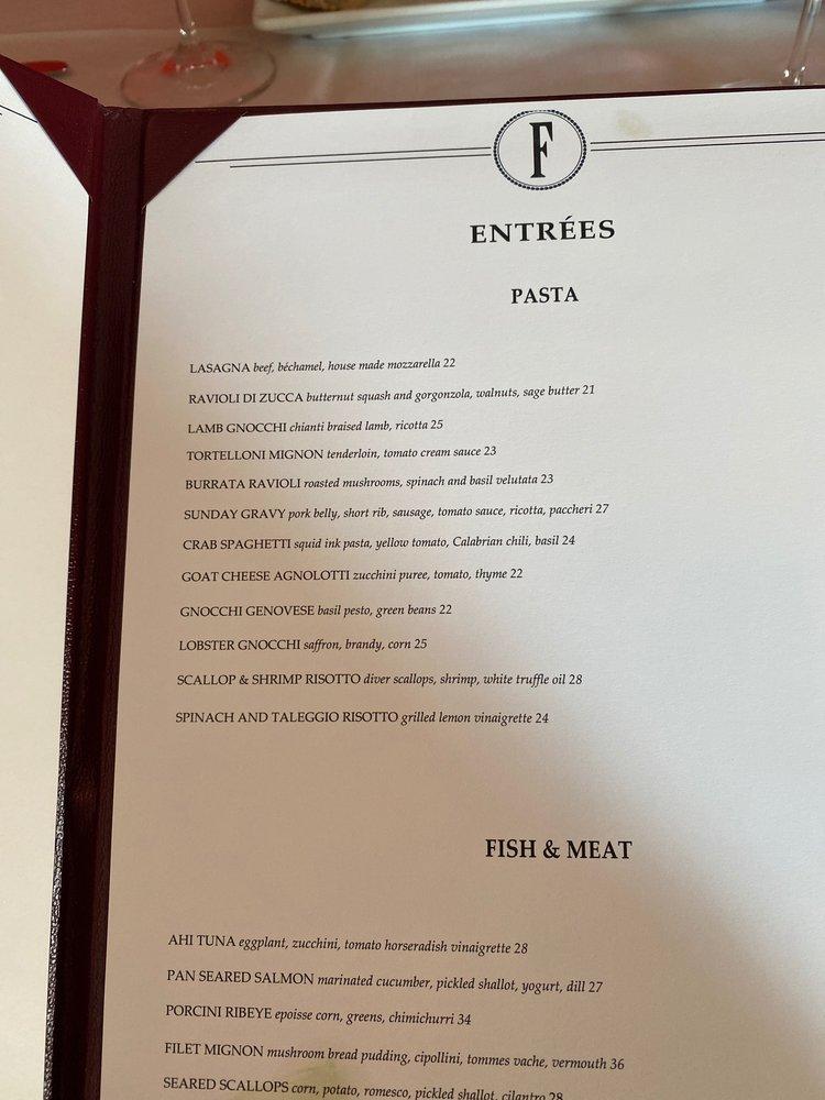 Menu at Floriana Wilmington pub & bar, Wilmington