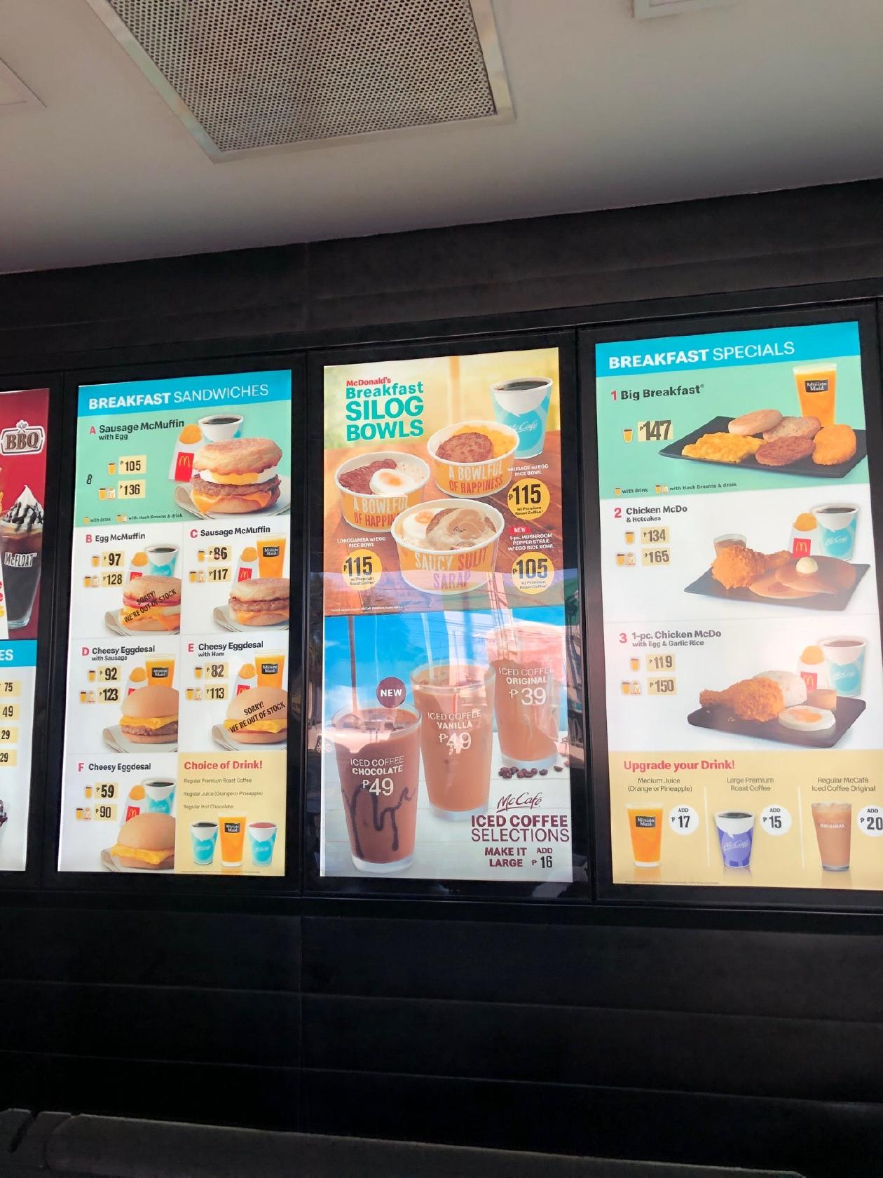 Menu at McDonald's restaurant, Batangas, Q3Q6+752