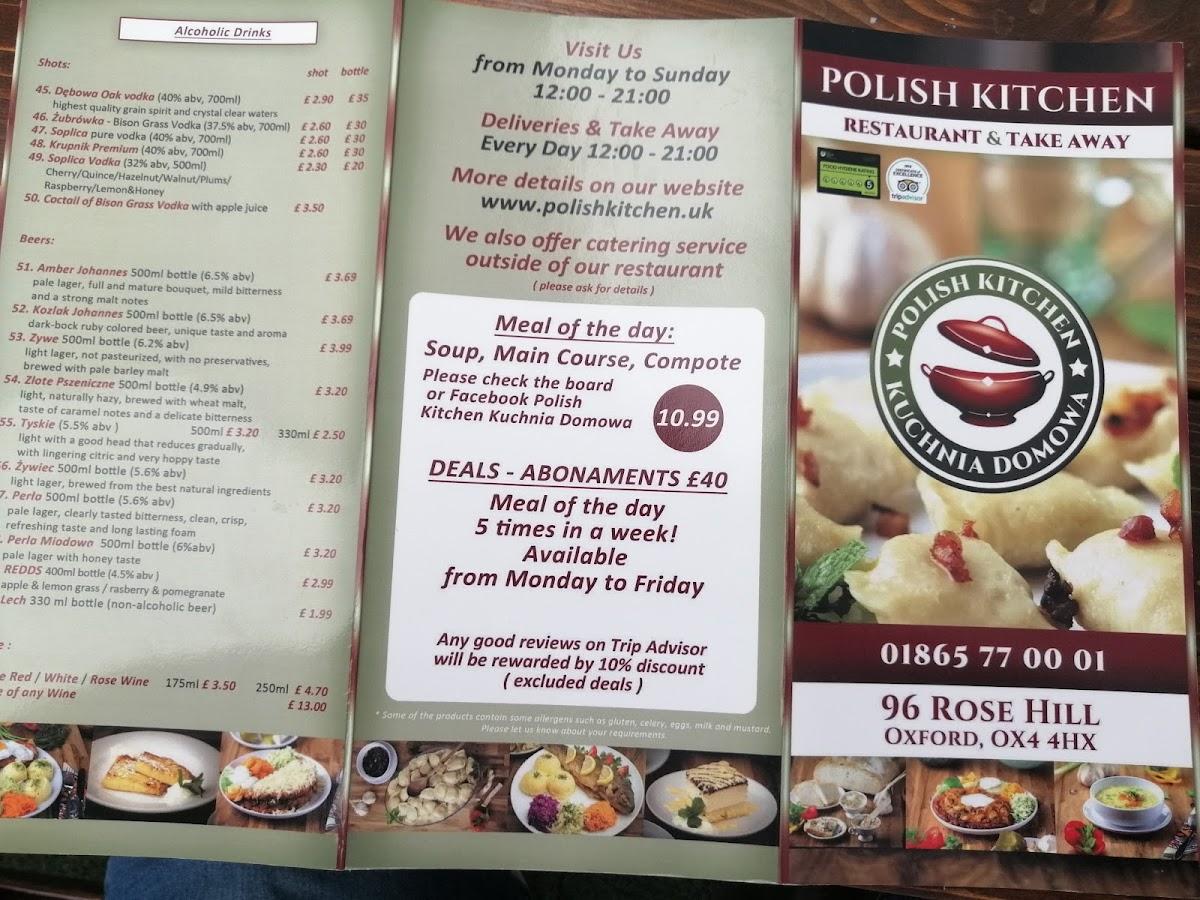 Polish Kitchen Menu - Takeaway in Oxford, Delivery Menu & Prices