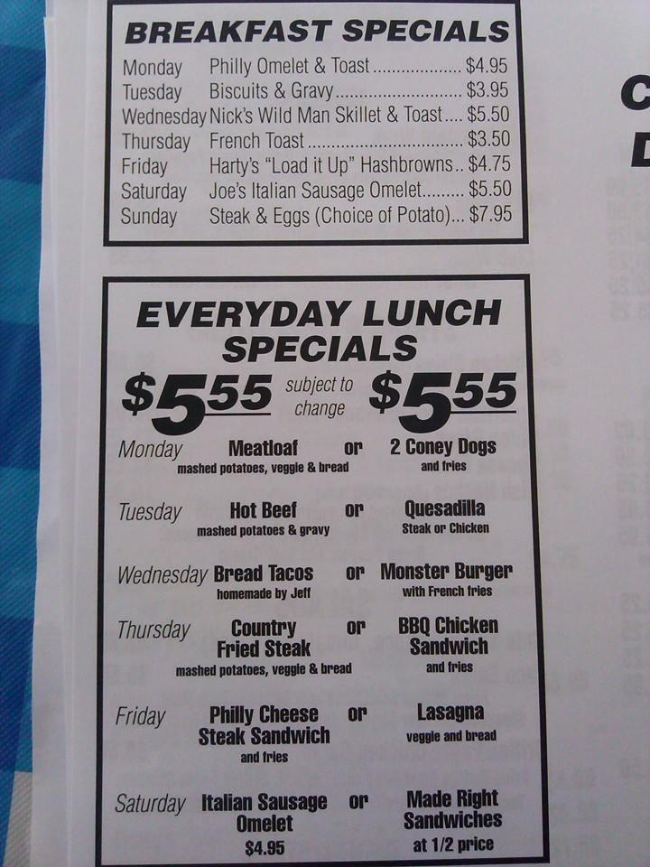 Menu at Harty's Caddy Shack Café cafe, Fort Dodge