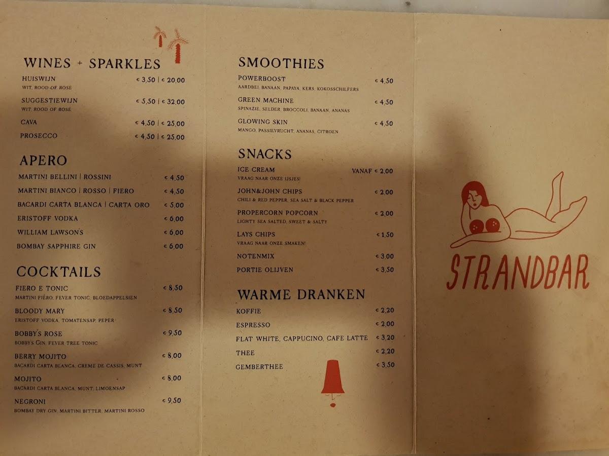 Speisekarte von Beachbar and restaurant ZUIDERBAD, Zemst, Trianondreef 19