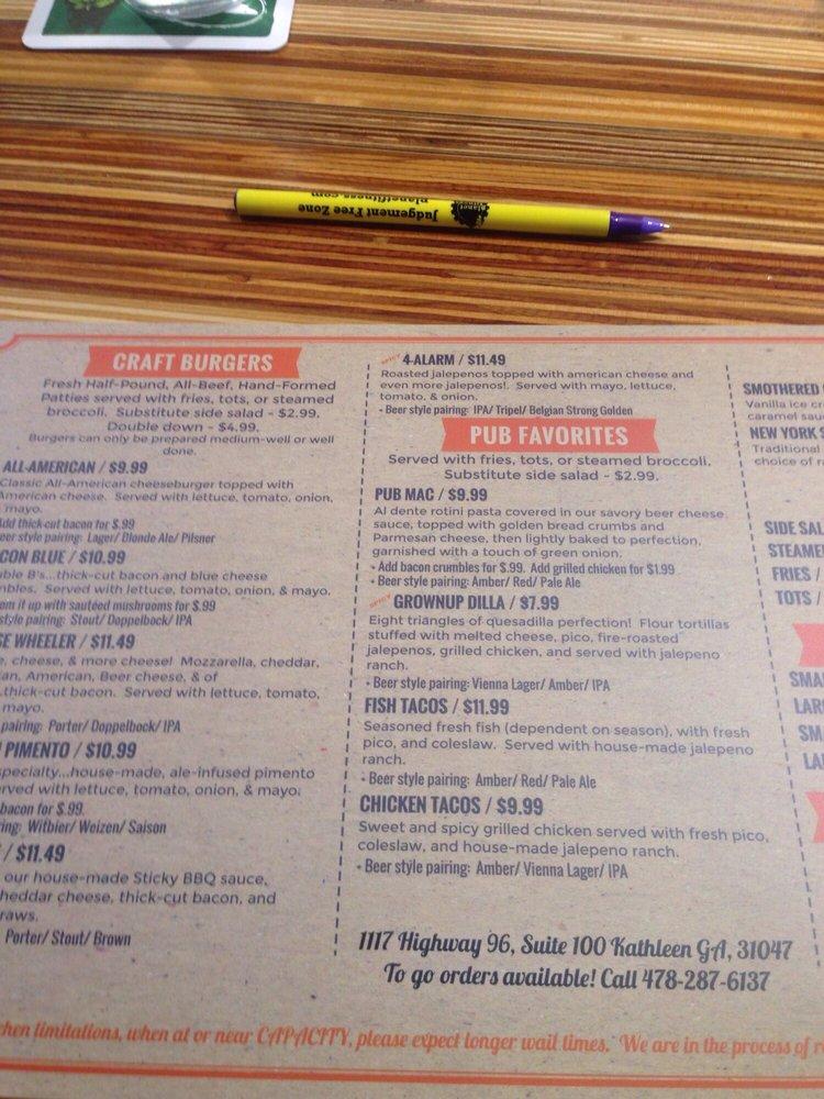 Menu at Black Barley Kitchen & Taphouse, Warner Robins